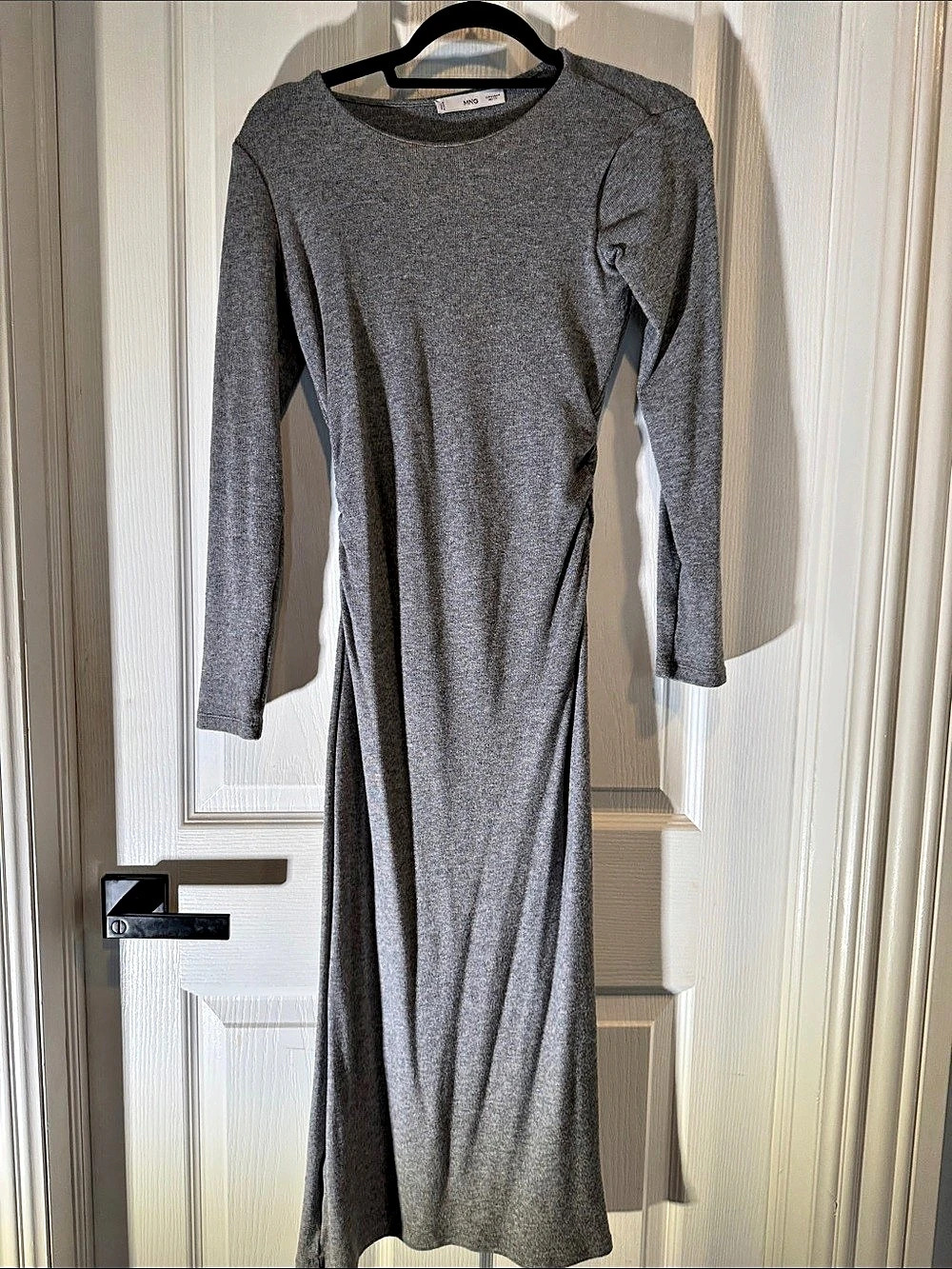 MNG Long Sleeve Maxi Dress in Gray Size Medium/Large Like New